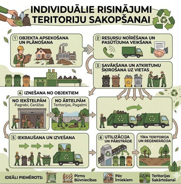 Infografika par teritorijas uzkopšanas pakalpojumiem